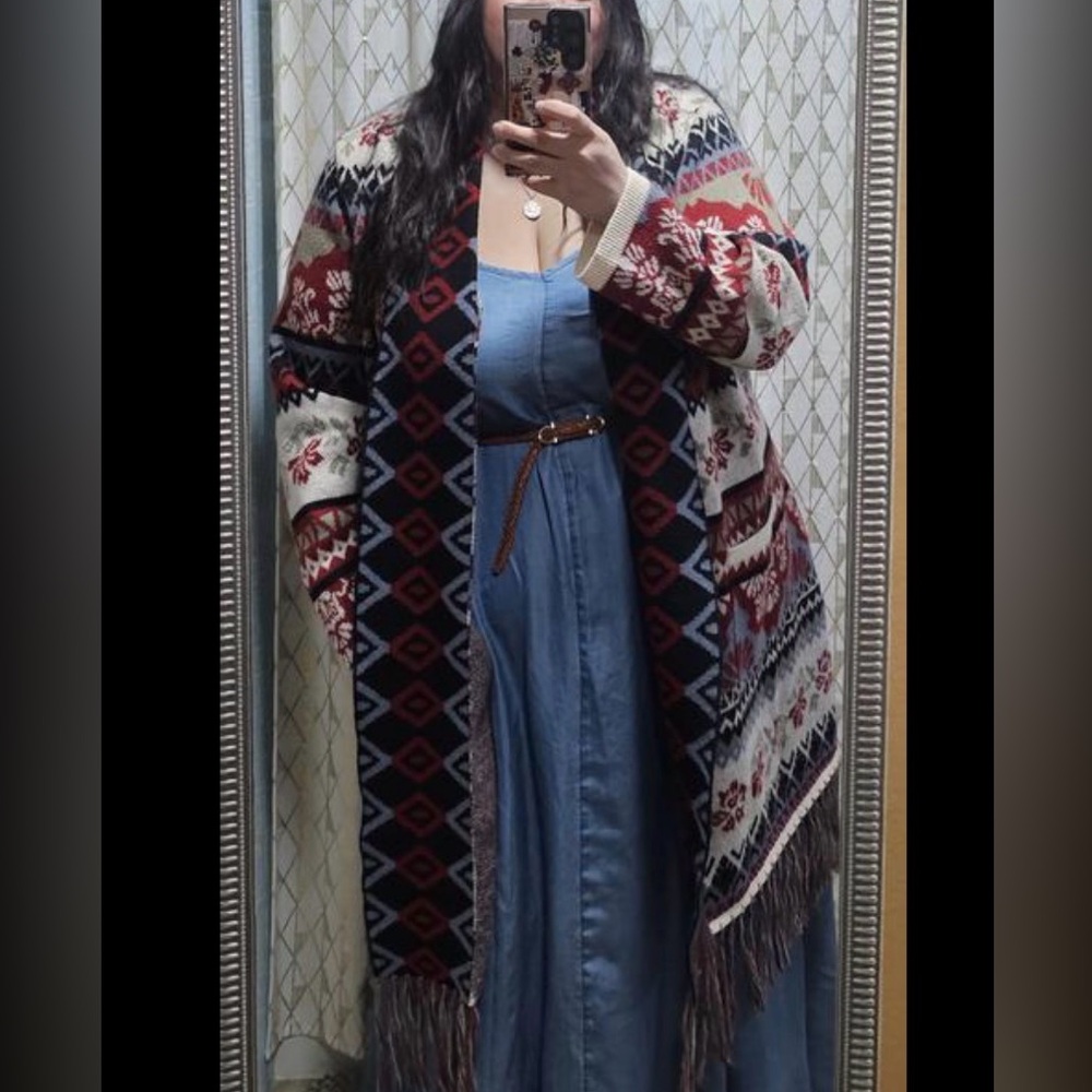 Torrid 2X Festi Longline Fringe Cardigan Duster EUC - Picture 6 of 12